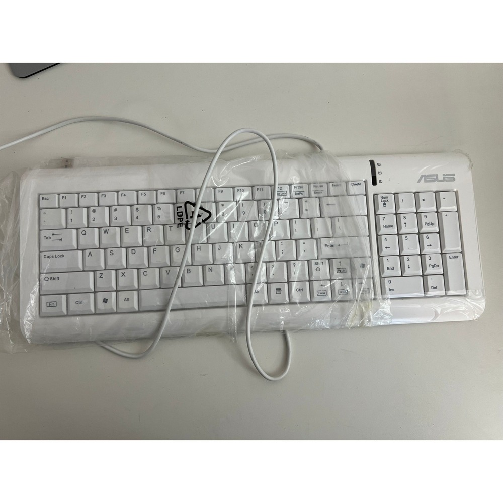 Asus‎ KS2003 Wired USB Keyboard White Full Size Numeric Keypad Windows PC
